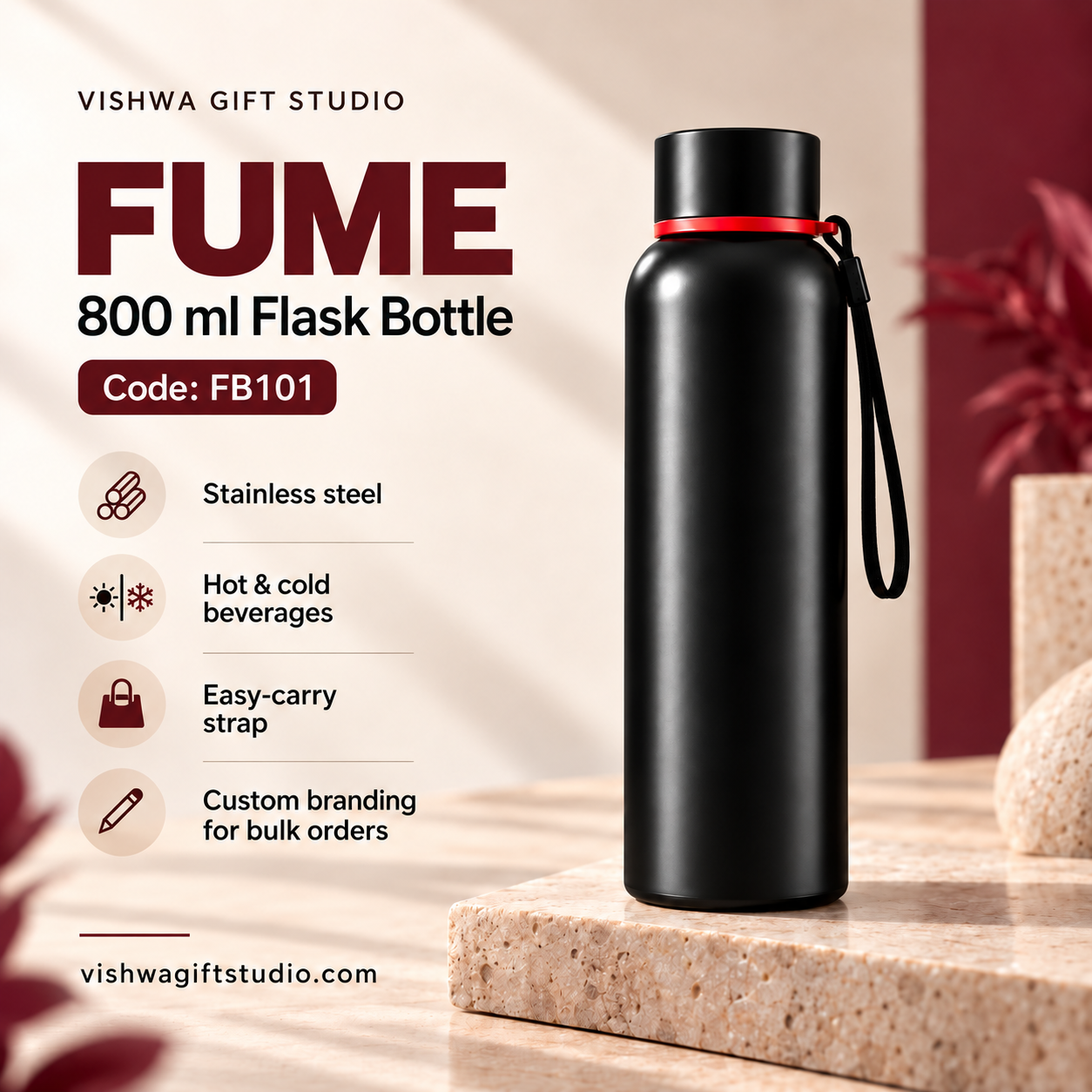Fume 800 ml Flask Bottle - FB101 - Image 2
