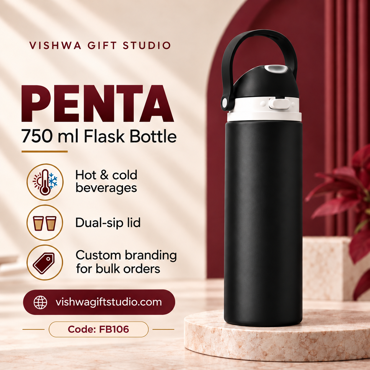 Penta 750 ml Flask Bottle - FB106 - Image 2
