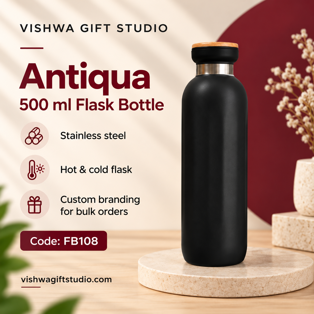 Antiqua 500 ml Flask Bottle - FB108 - Image 2