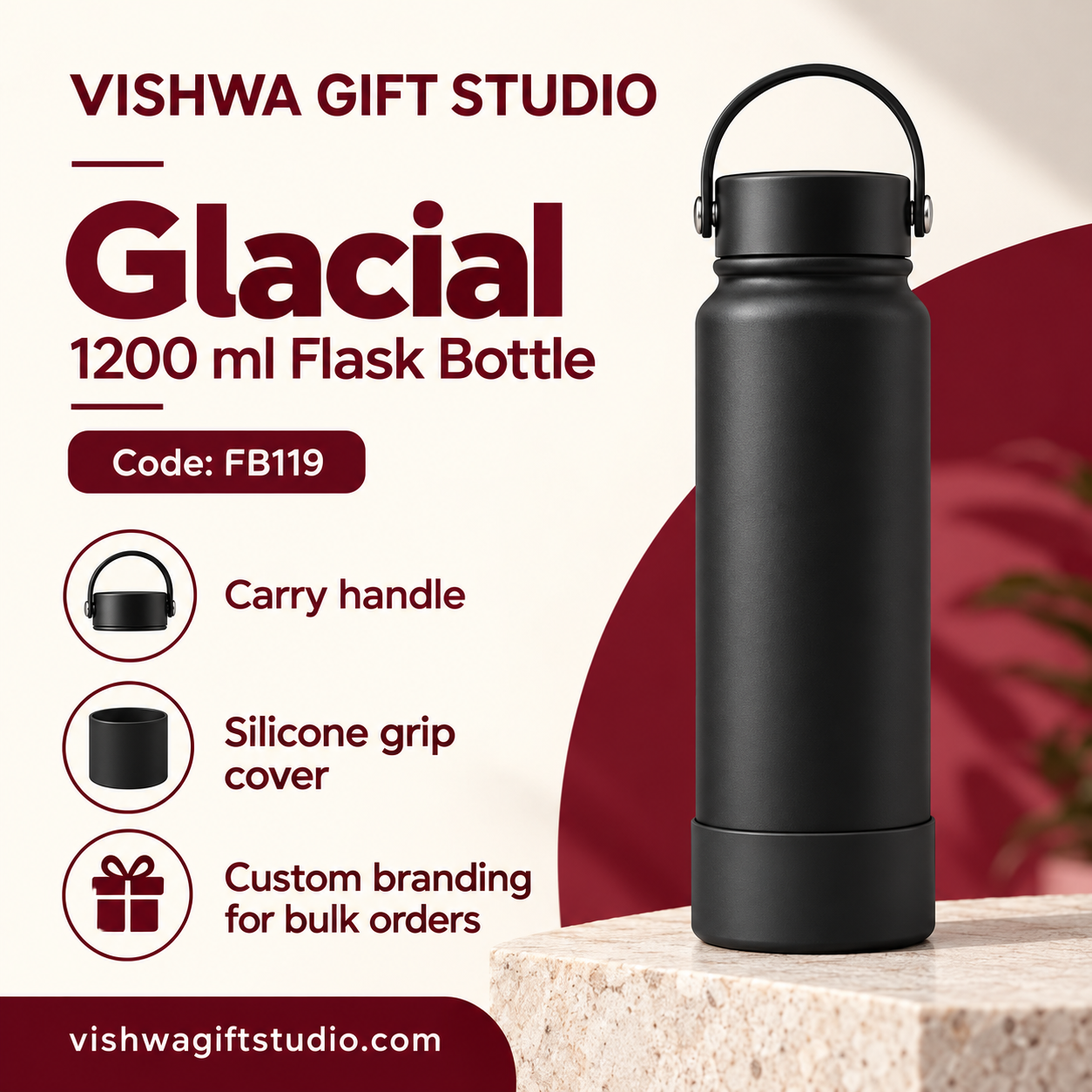 Glacial 1200 ml Flask Bottle - FB119 - Image 2