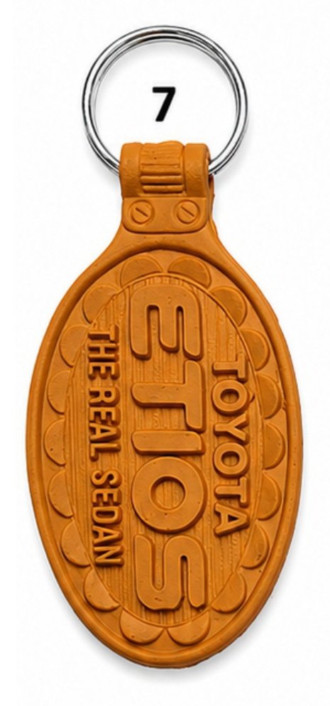 7 Tan Oval Die Moulded PVC Keychain - Code 7