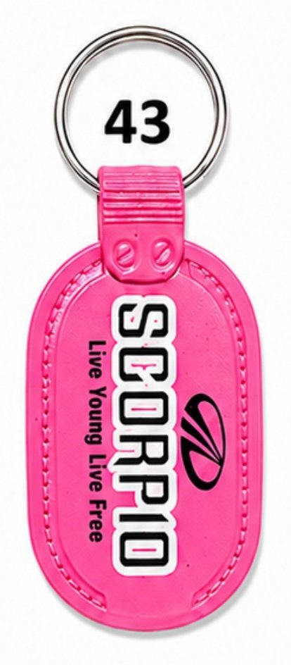 43 Pink Curved Tag ABS Printing Keychain - Code 43
