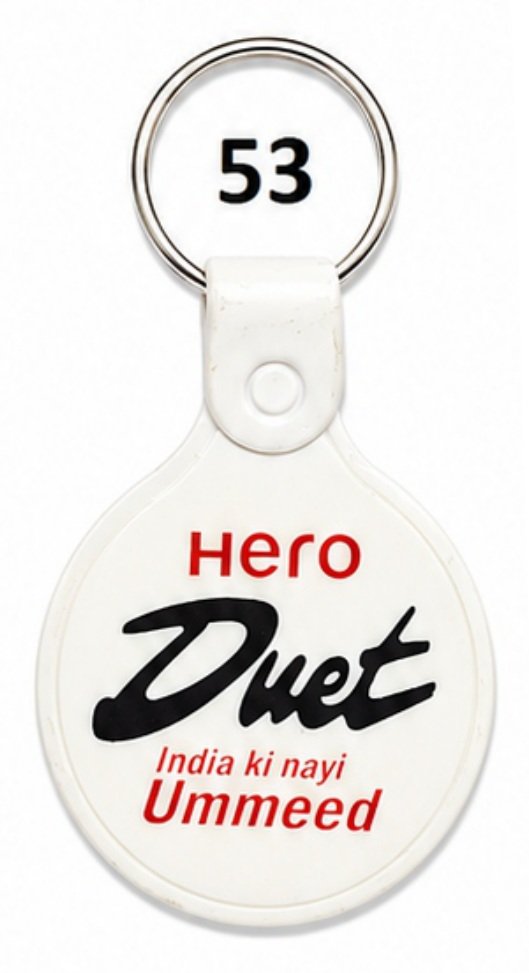 53 White Round Double-Sided Laminated ABS Keychain - Code 53