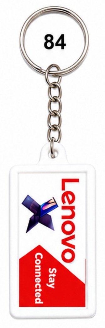 84 White Rectangular Digital Sticker Plastic Keychain - Code 84