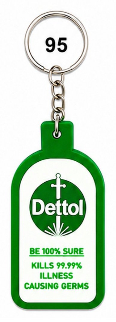 95 Green Rounded Tag Single-Side Embossed Silicone Keychain - Code 95