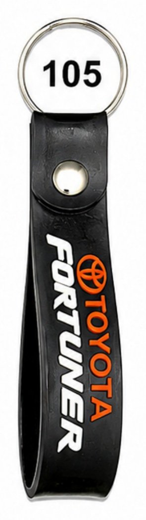 105 Black Strap Double-Side Embossed Silicone Belt Keychain - Code 105