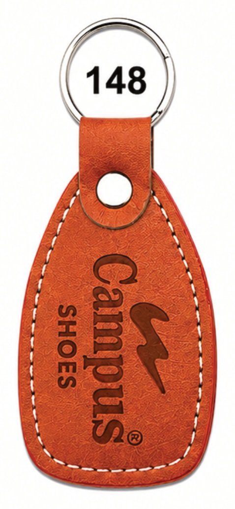 148 Brown Tapered Oval Leather / Imported Rexine Keychain - Code 148