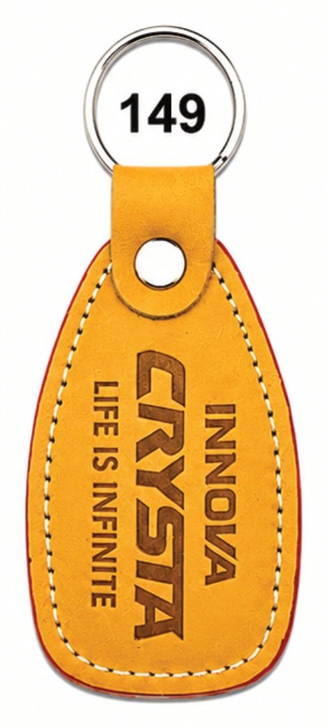 149 Tan Rounded Tag Leather / Imported Rexine Keychain - Code 149