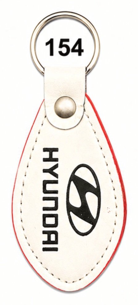 154 White Teardrop Leather / Imported Rexine Keychain - Code 154
