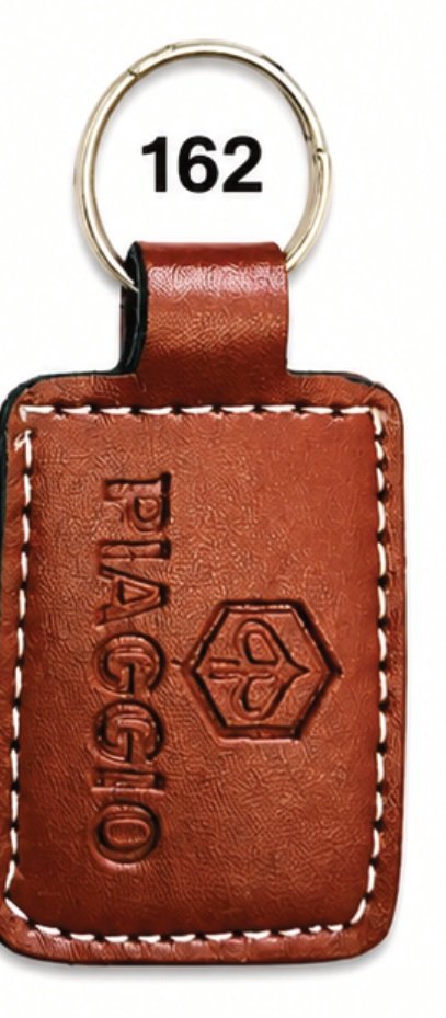 162 Brown Rectangular Leather / Imported Rexine Keychain - Code 162