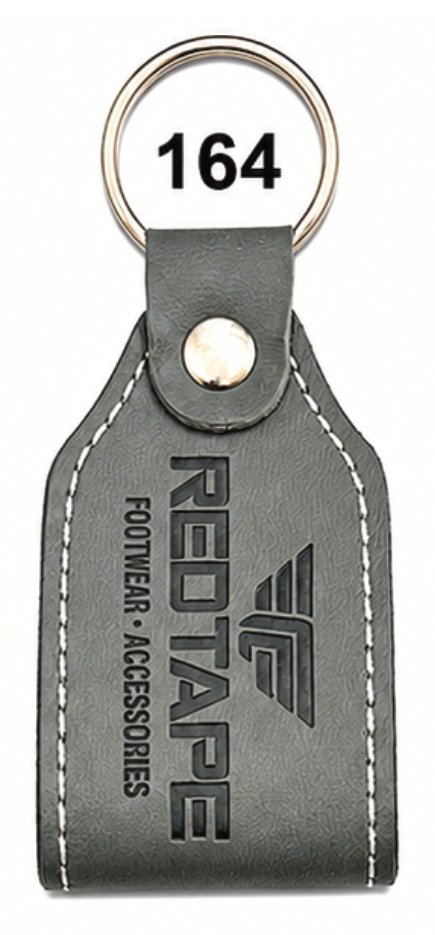 164 Grey Tapered Strap Leather / Imported Rexine Keychain - Code 164