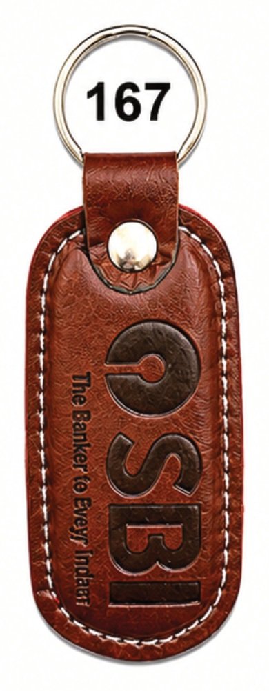 167 Brown Rounded Tag Leather / Imported Rexine Keychain - Code 167