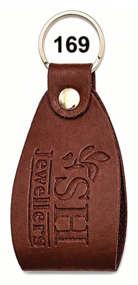 169 Brown Flared Strap Leather / Imported Rexine Keychain - Code 169