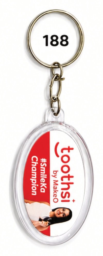 188 Elongated Oval Digital Crystal Photo Keychain - Code 188