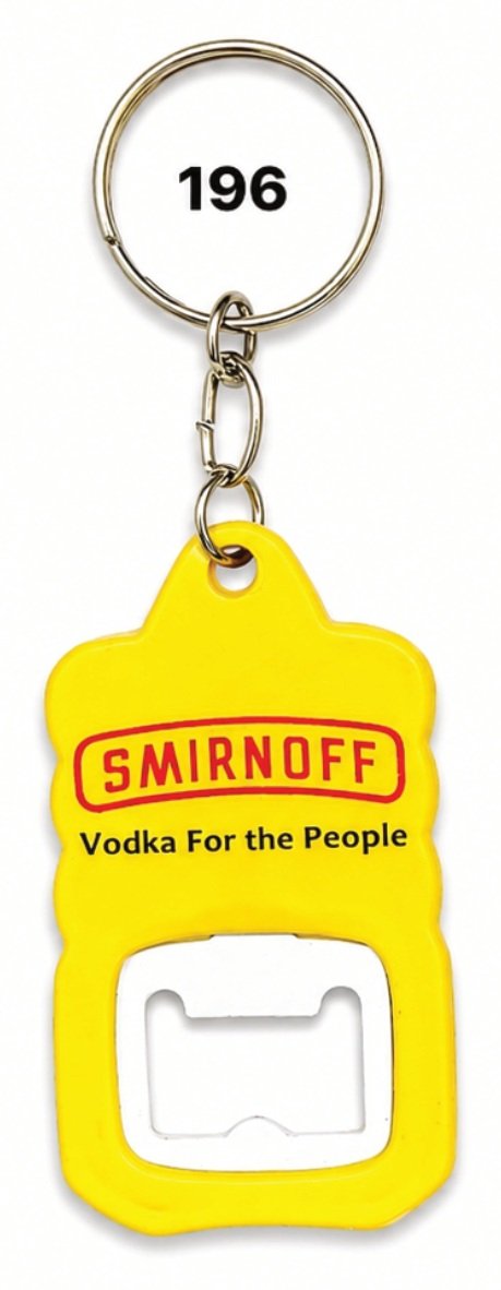 196 Yellow Rounded Tag Moulded Bottle Opener Keychain - Code 196