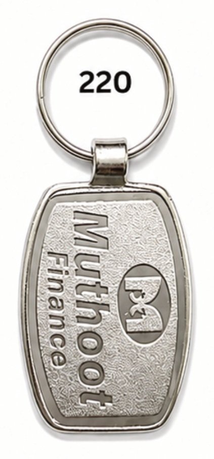 220 Tapered Rectangle Spark Nickel Metal Keychain - Code 220