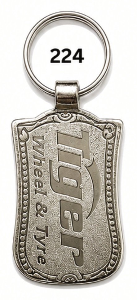 224 Curved Shield Spark Nickel Metal Keychain - Code 224