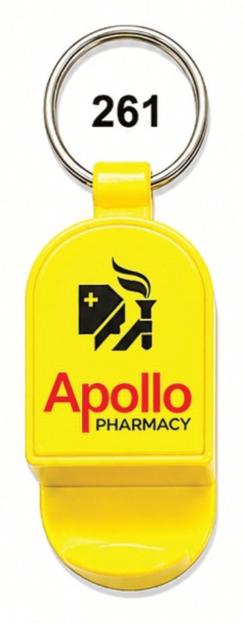 261 Yellow Rounded Plastic Mobile Stand Keychain - Code 261