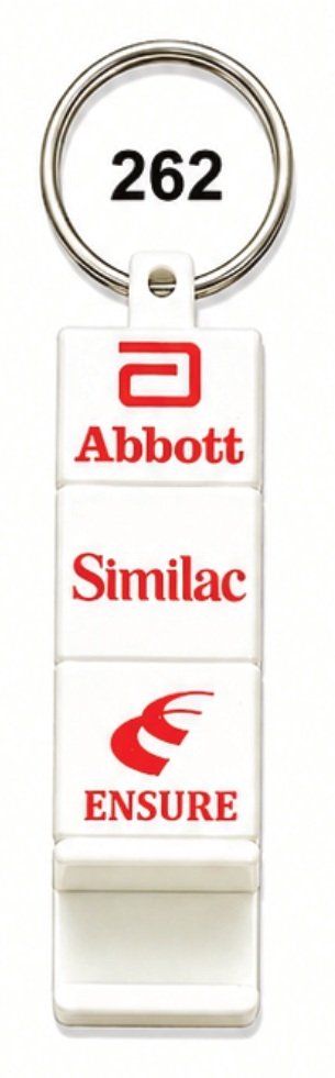 262 White Rectangular Plastic Mobile Stand Keychain - Code 262