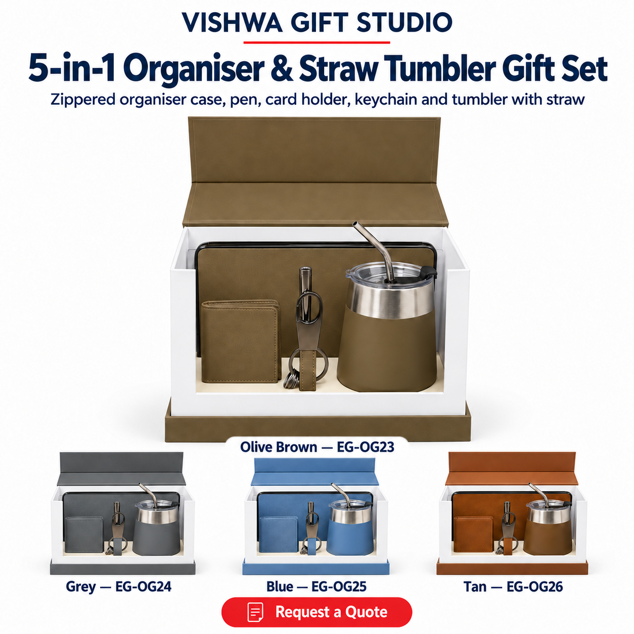 5-in-1 Organiser & Straw Tumbler Gift Set - EG-OG23 / EG-OG24 / EG-OG25 / EG-OG26 - Image 2