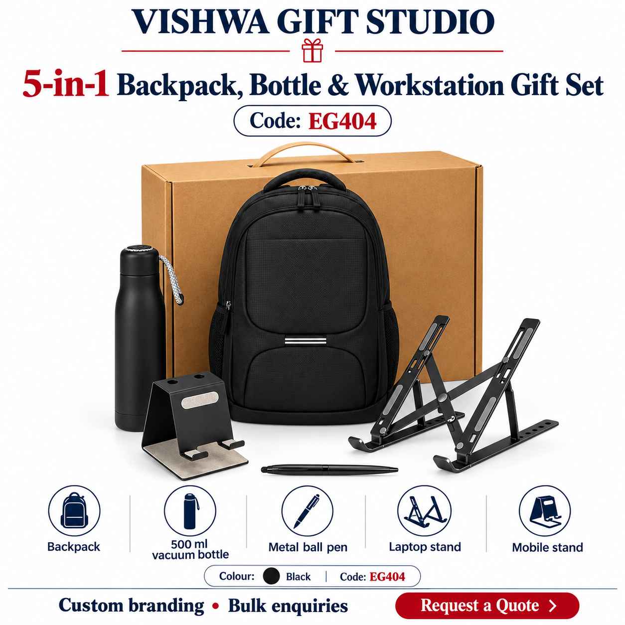 5-in-1 Backpack, Bottle & Workstation Gift Set - EG404 - Image 2