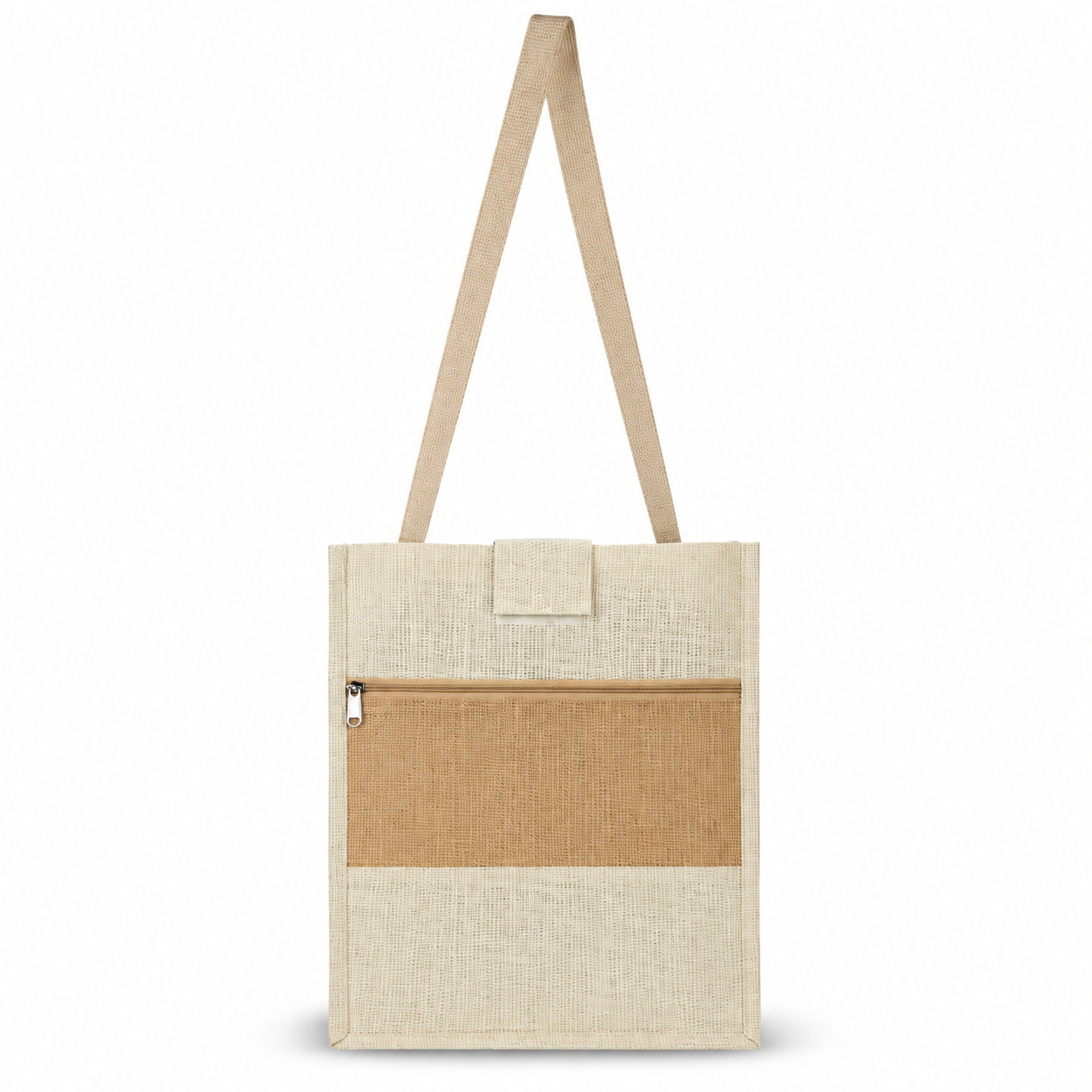 Long-Handle Front-Pocket Jute Tote Bag - JB09 / JB10 — JB09
