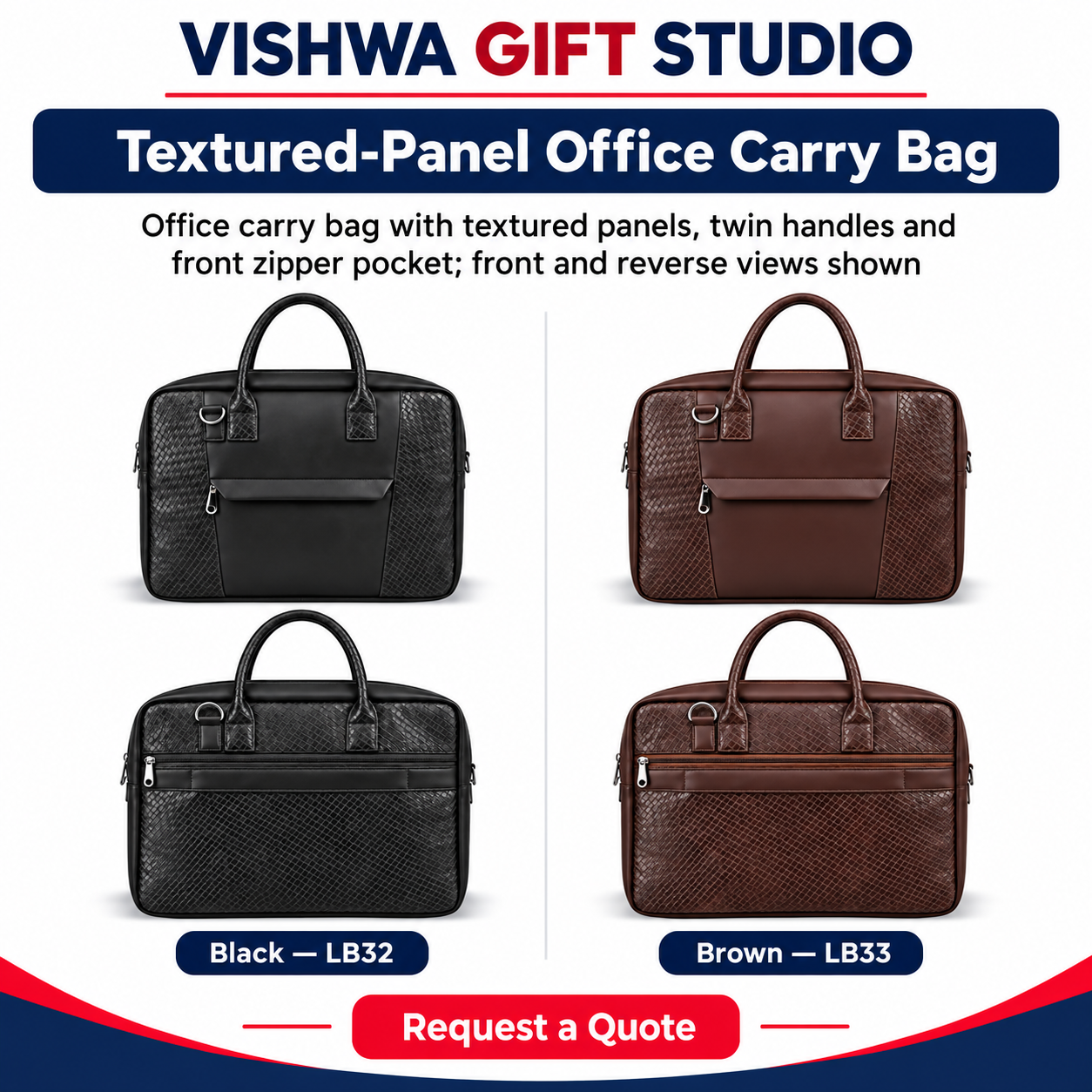 Textured-Panel Office Carry Bag - LB32 / LB33 - Image 2