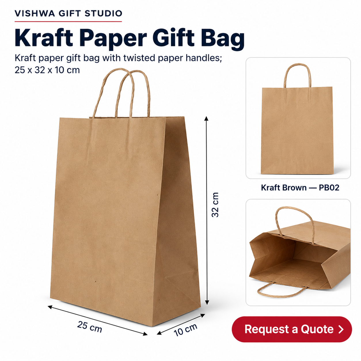 Kraft Paper Gift Bag - PB02 - Image 2