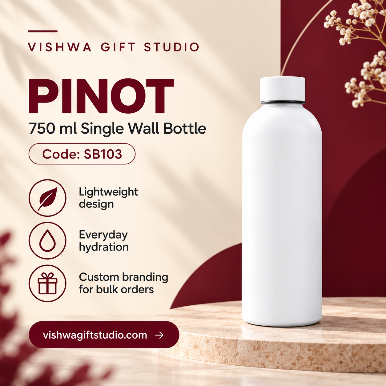 Pinot 750 ml Single Wall Bottle - SB103 - Image 2