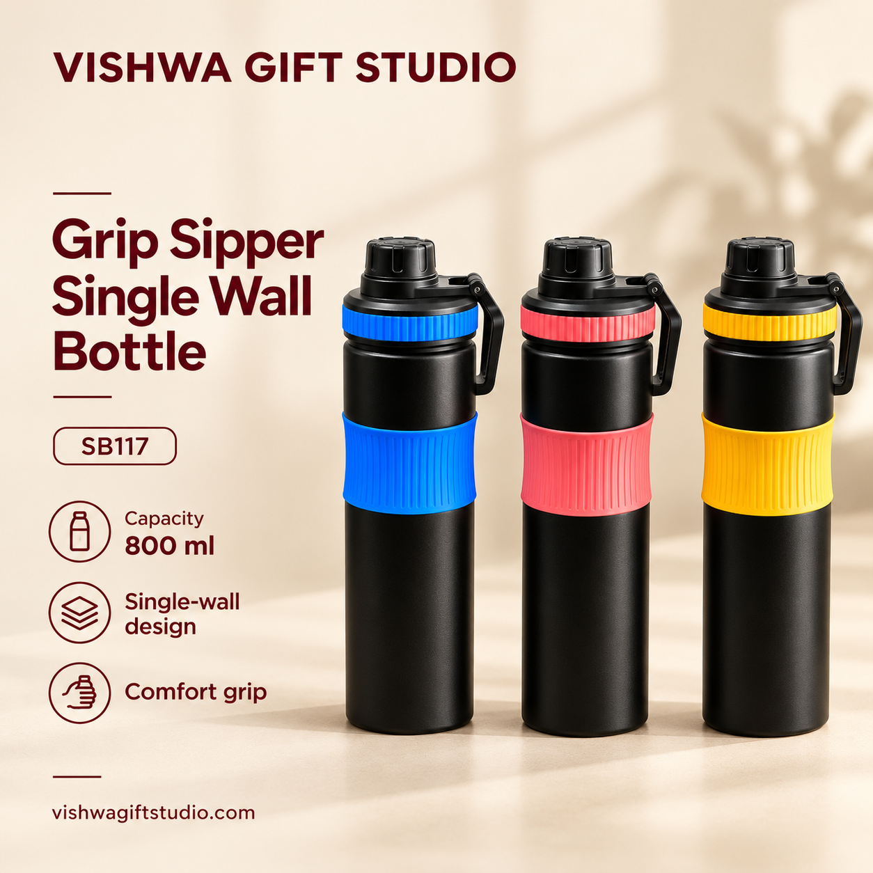 Grip Sipper Single Wall Bottle - 800 ml - SB117 - Image 2