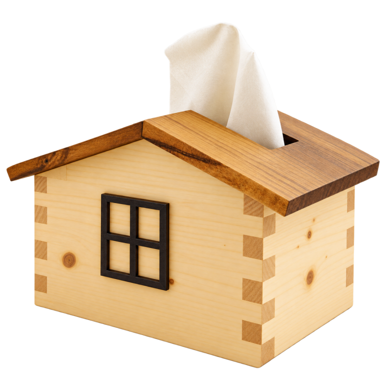 WD137 Wooden House Tissue Box
