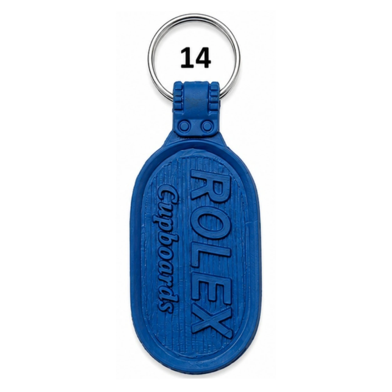 14 Blue Oval Die Moulded PVC Keychain