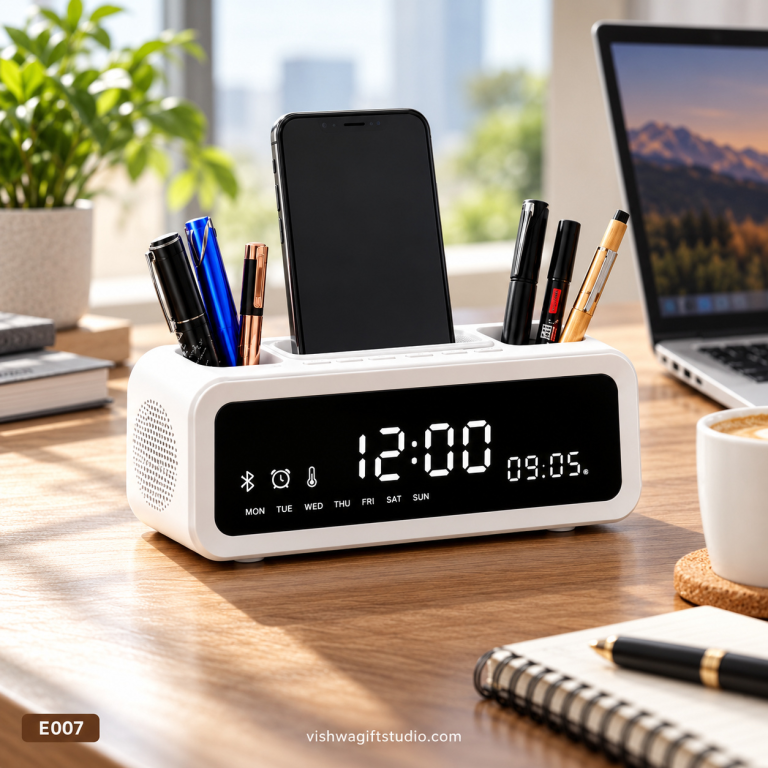 E007 Deskmate Pro Smart Desk Organizer Speaker Clock