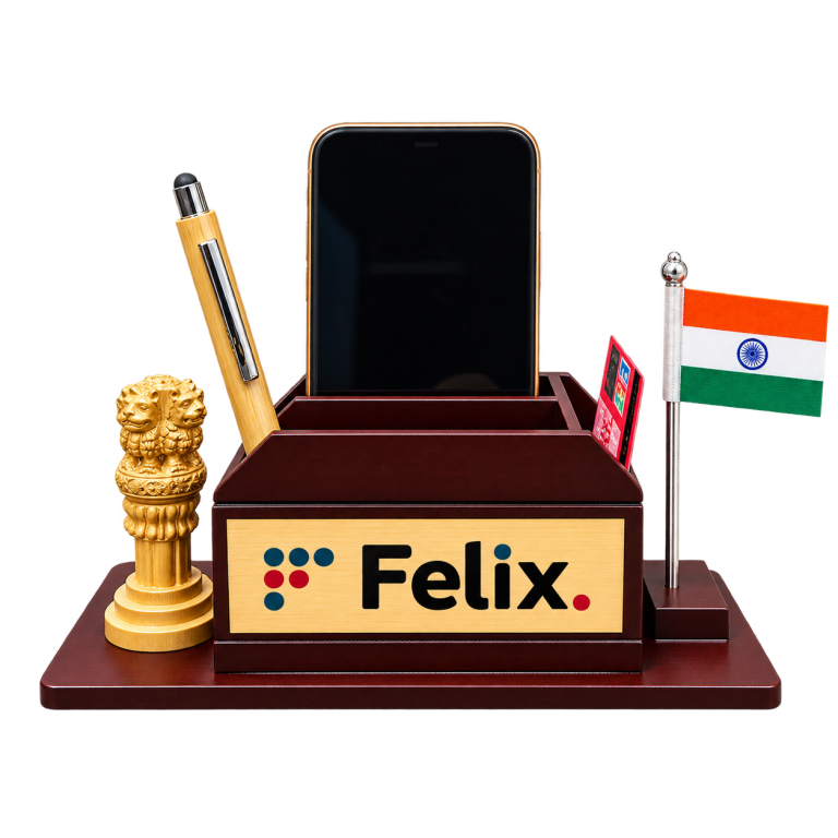 WD140 Wooden Desk Organiser with Flag