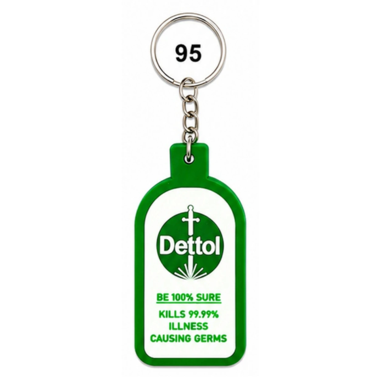 95 Green Rounded Tag Single-Side Embossed Silicone Keychain