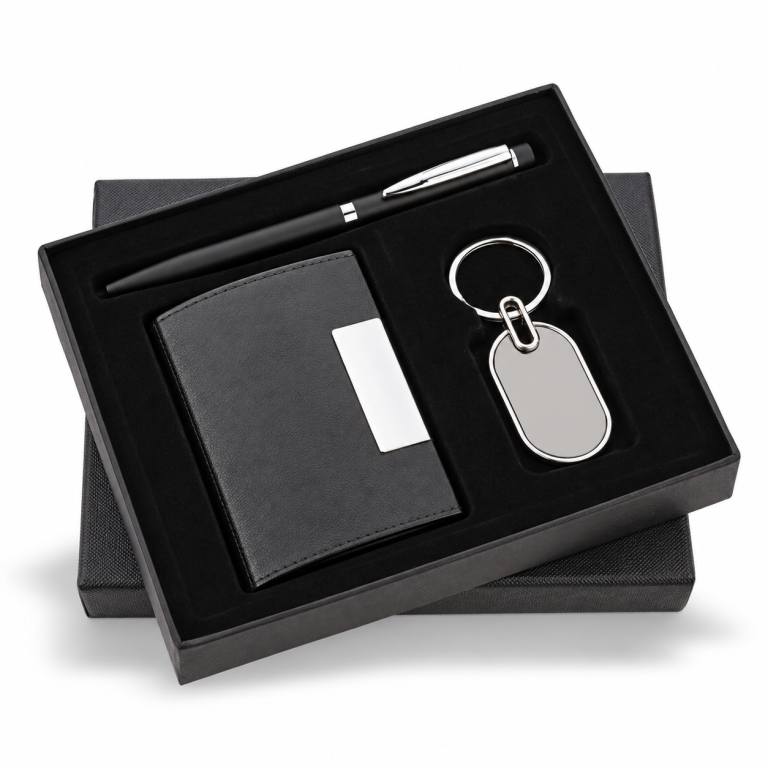 3-in-1 Silver-Accent Pen, Keychain & Cardholder Gift Set - CS125