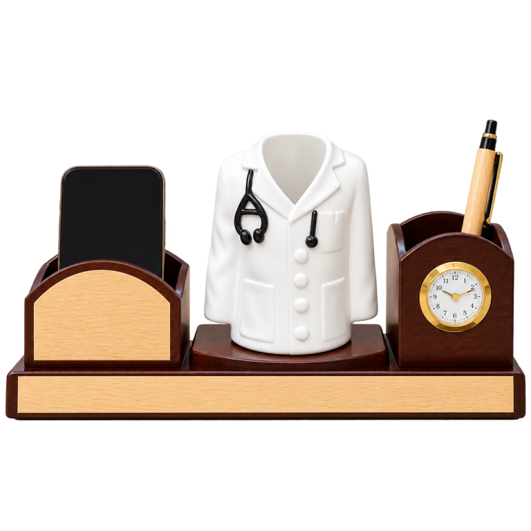 WD4010 Doctor Theme Wooden Desktop Organiser