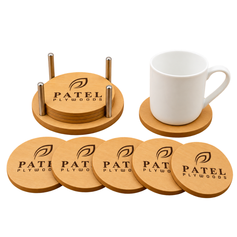 WD80 Round Wooden Coaster Set