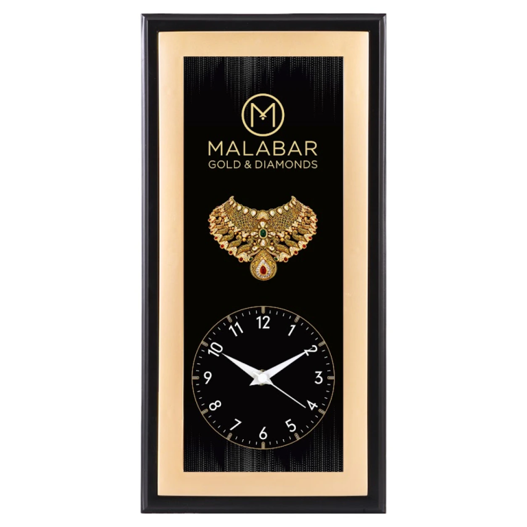 13 Black and Gold Rectangular Wall Clock