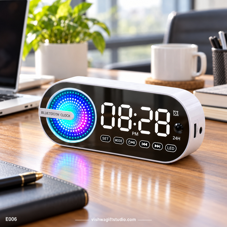 E006 Perl LED Mirror Clock Bluetooth Speaker