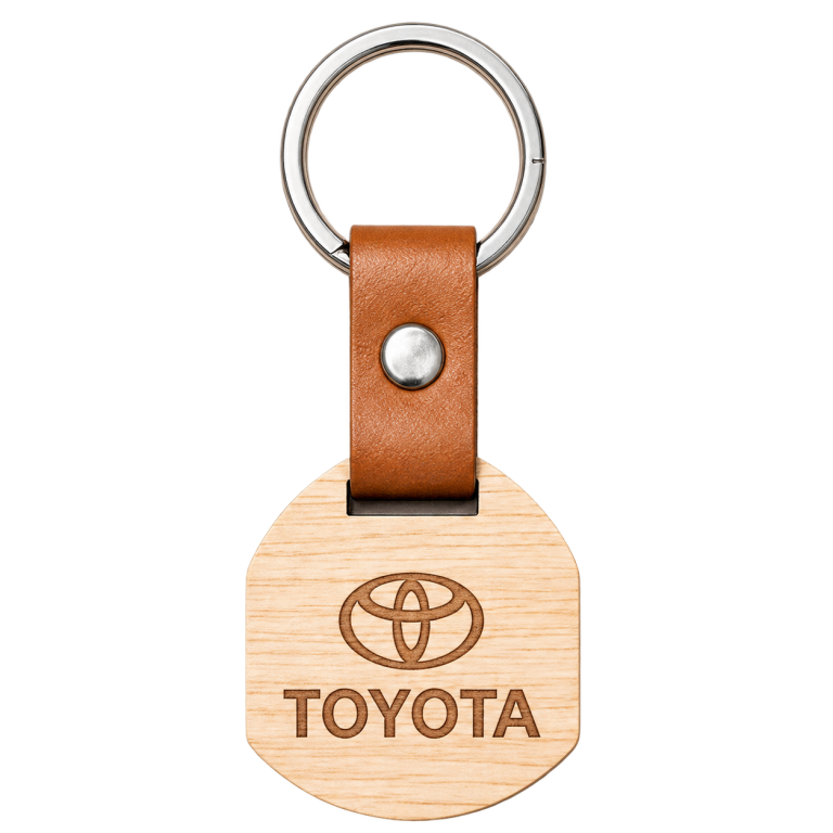 WD-K011 Rounded MDF Keychain with Leather Strap