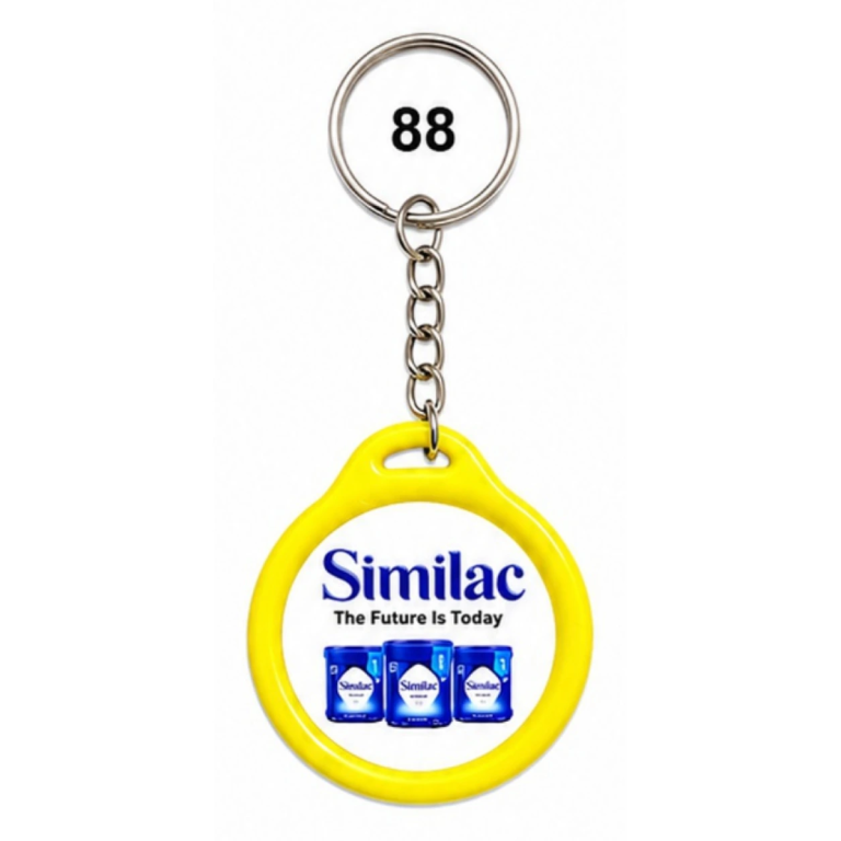 88 Yellow Round Digital Sticker Plastic Keychain