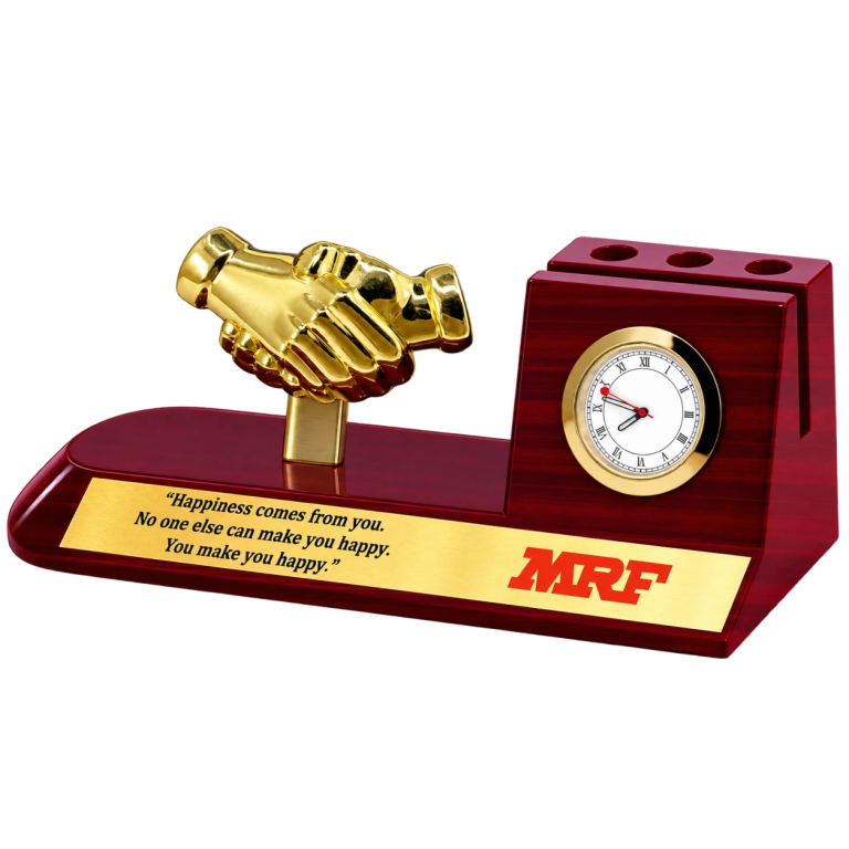 4155 Golden Handshake Desk Clock