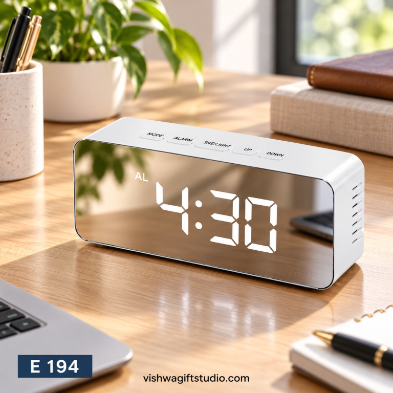 E194 Edgy Mirror LED Alarm Clock