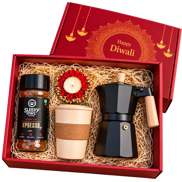 Sleepy Owl Coffee & Moka Pot Diwali Hamper — DW020