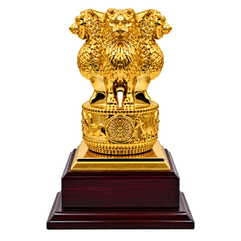 WD86 Ashoka Emblem Trophy on Wooden Base