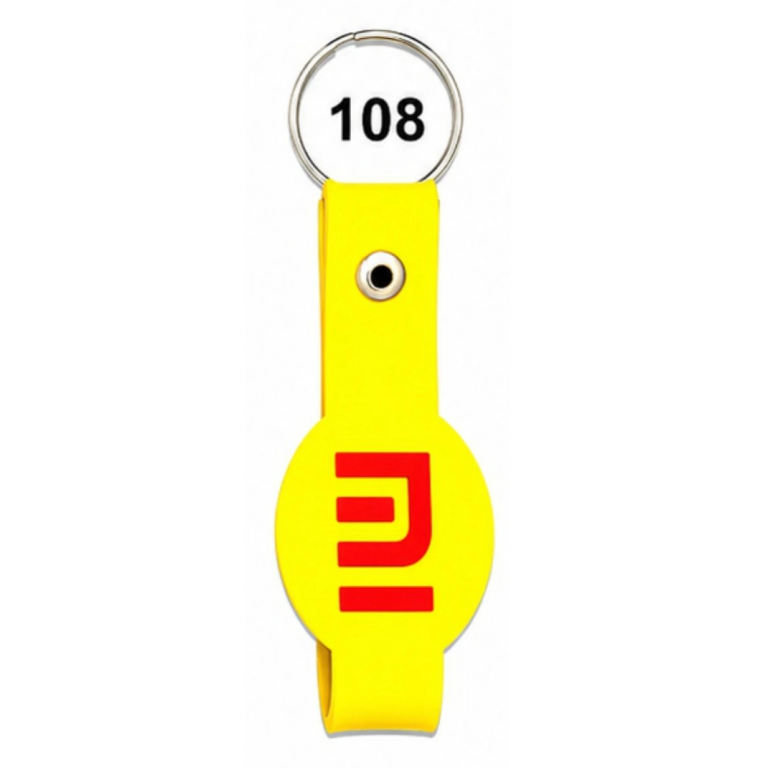 108 Yellow Strap Double-Side Embossed Silicone Belt Keychain
