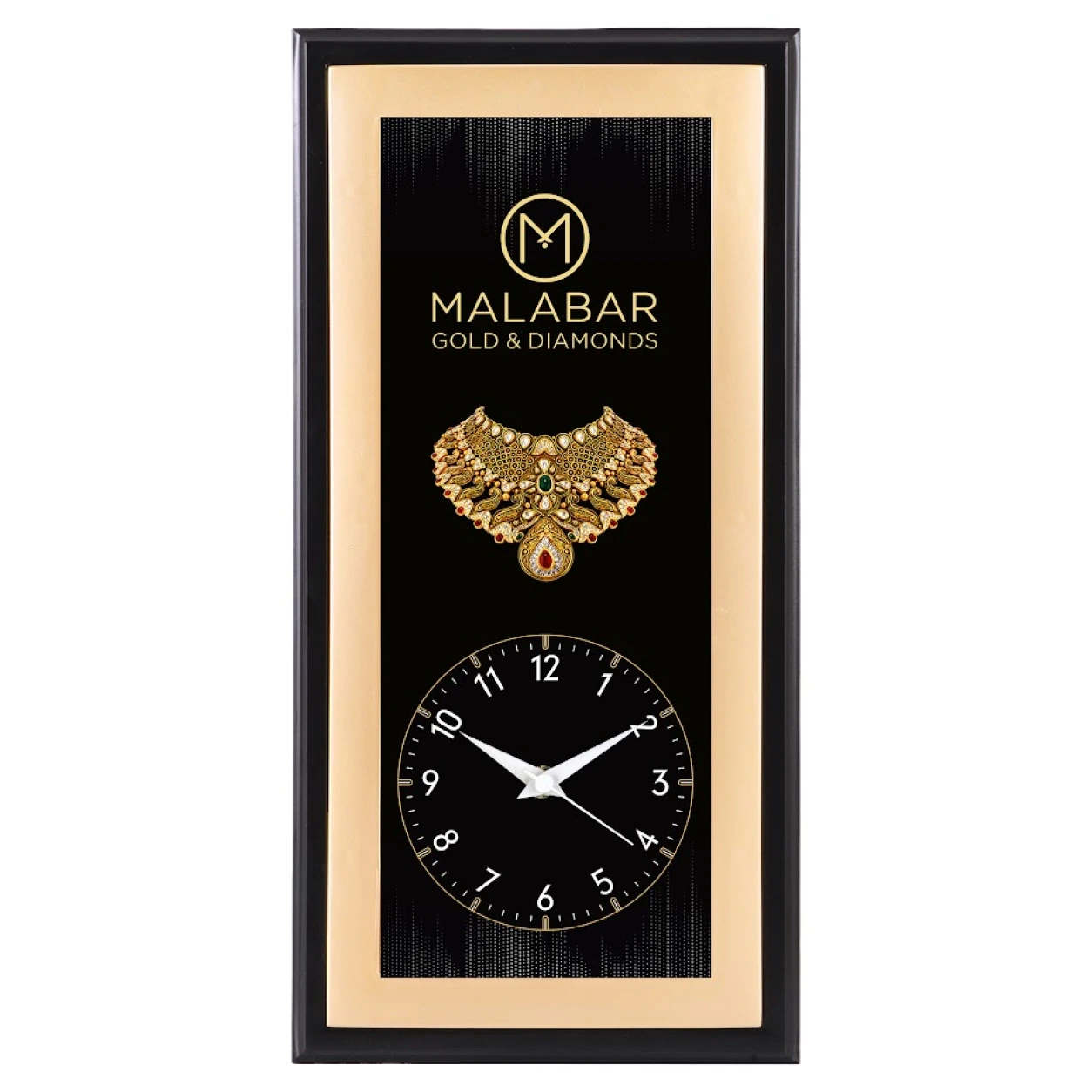 13 Black and Gold Rectangular Wall Clock — WC13