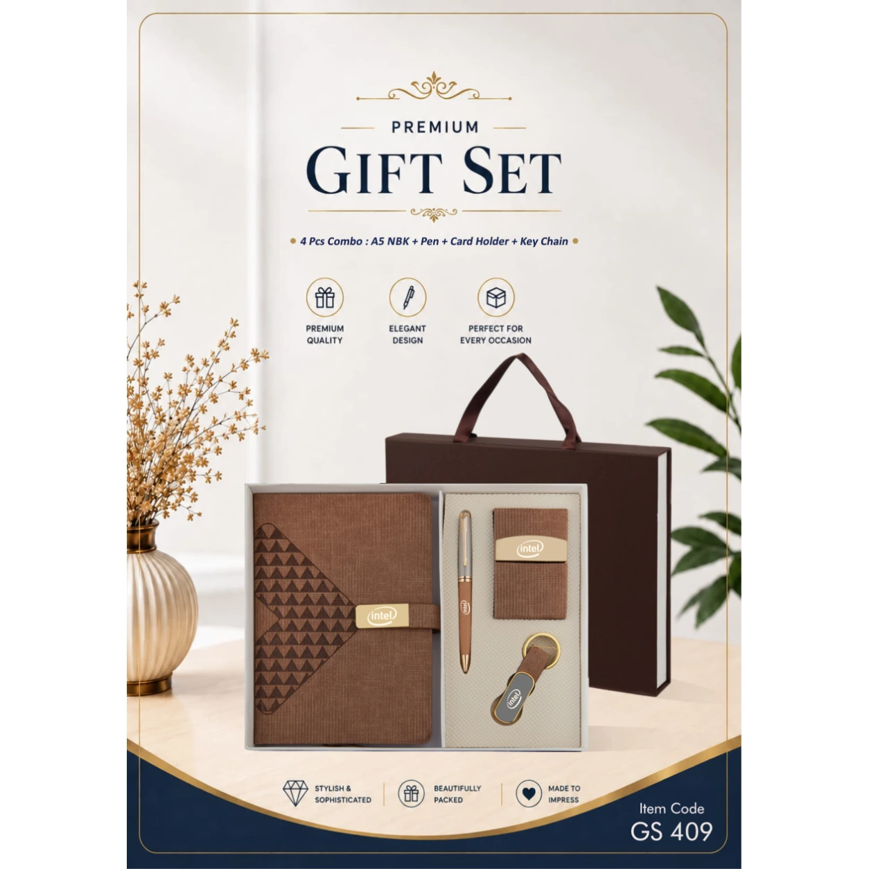 4-in-1 Notebook, Pen, Keychain & Card Holder Gift Set – GS 409 - Image 2