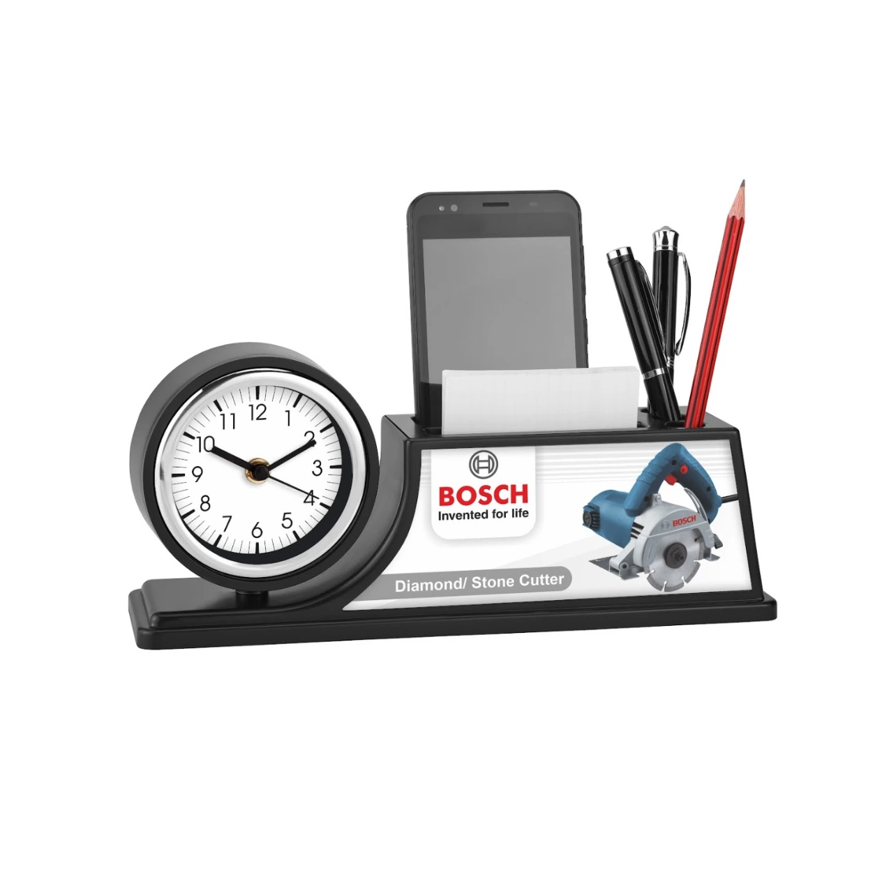 112/113/114 Multipurpose Desk Organiser with Clock – Black, Brown and Blue — WC112